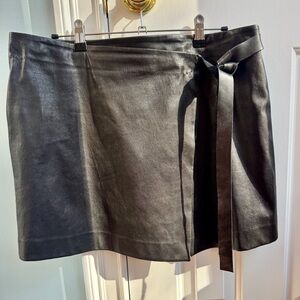 Black Faux Leather Mini Skirt with Bow
